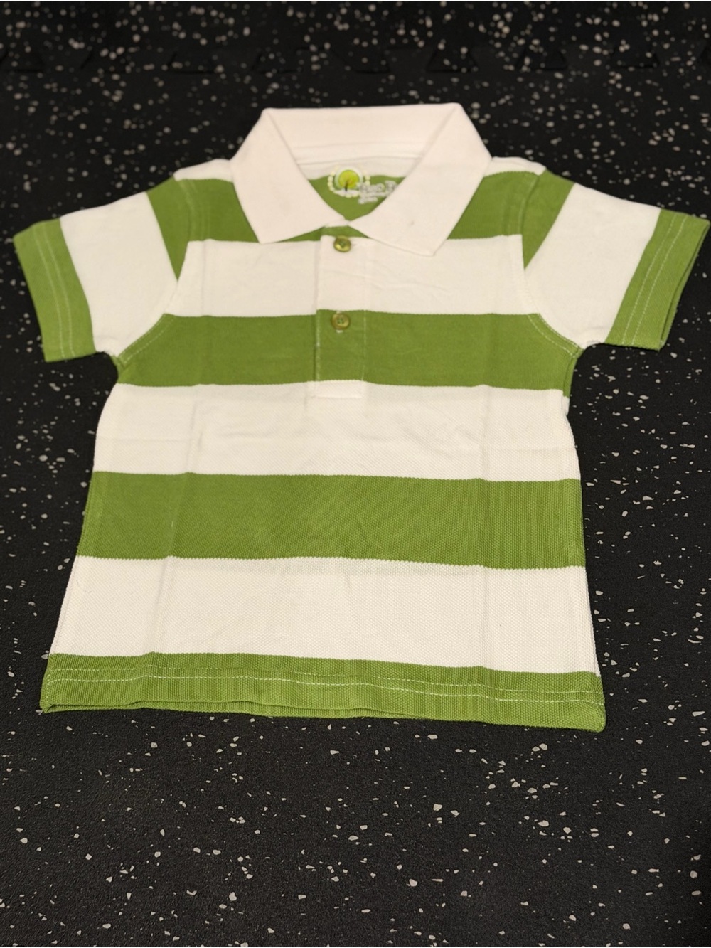 Green and White Striped Polo for Boys. CHECK DESCRIPTION